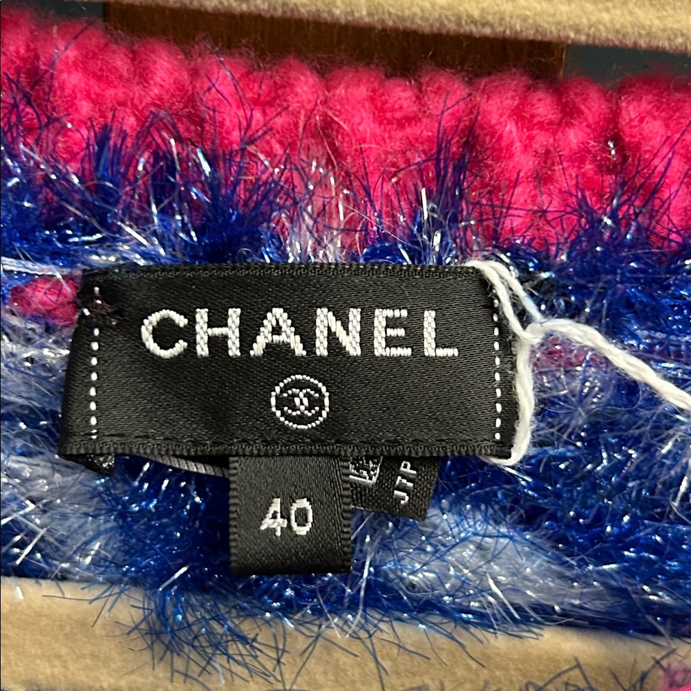 Chanel Metallic Knit Sweater Pink Multicolor CC Logo Size 40 M Made in Italy - Picture 3 of 6